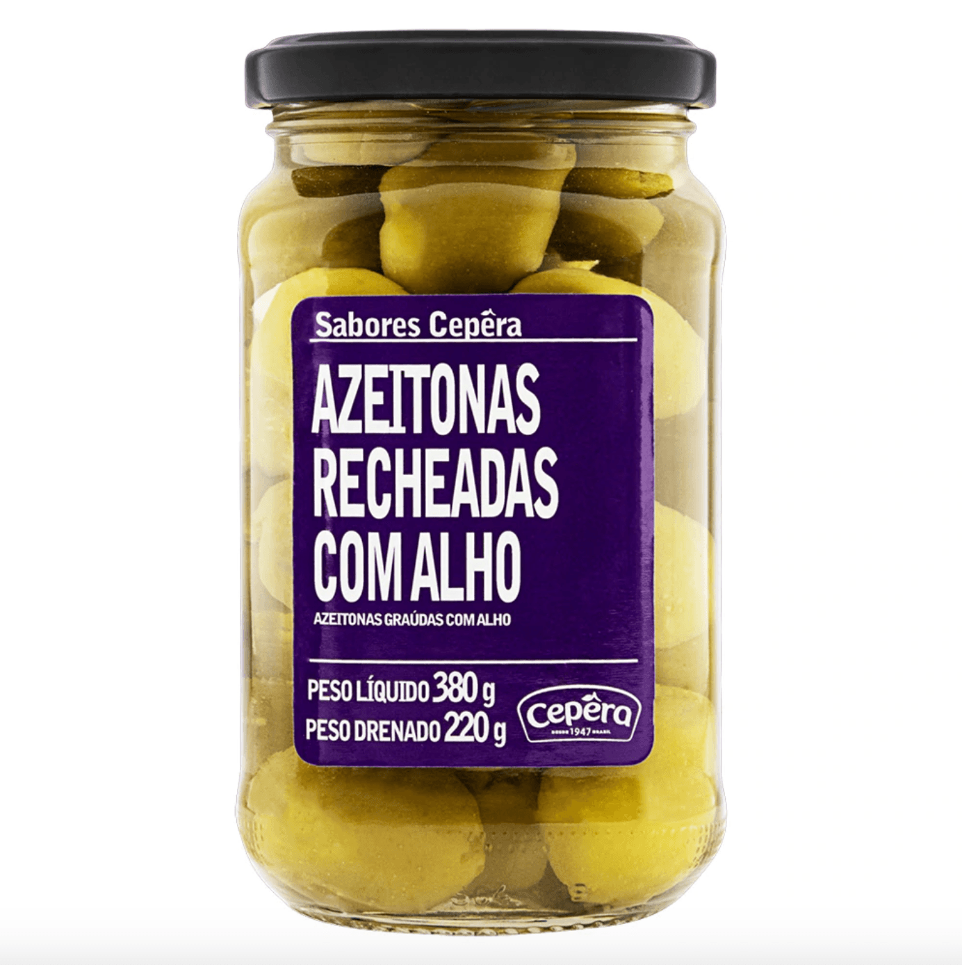 Azeitona Verde Recheada com Alho Cepera 380g